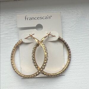 Francesca's Collections Gold and Silver Crystal Hoop Earrings
